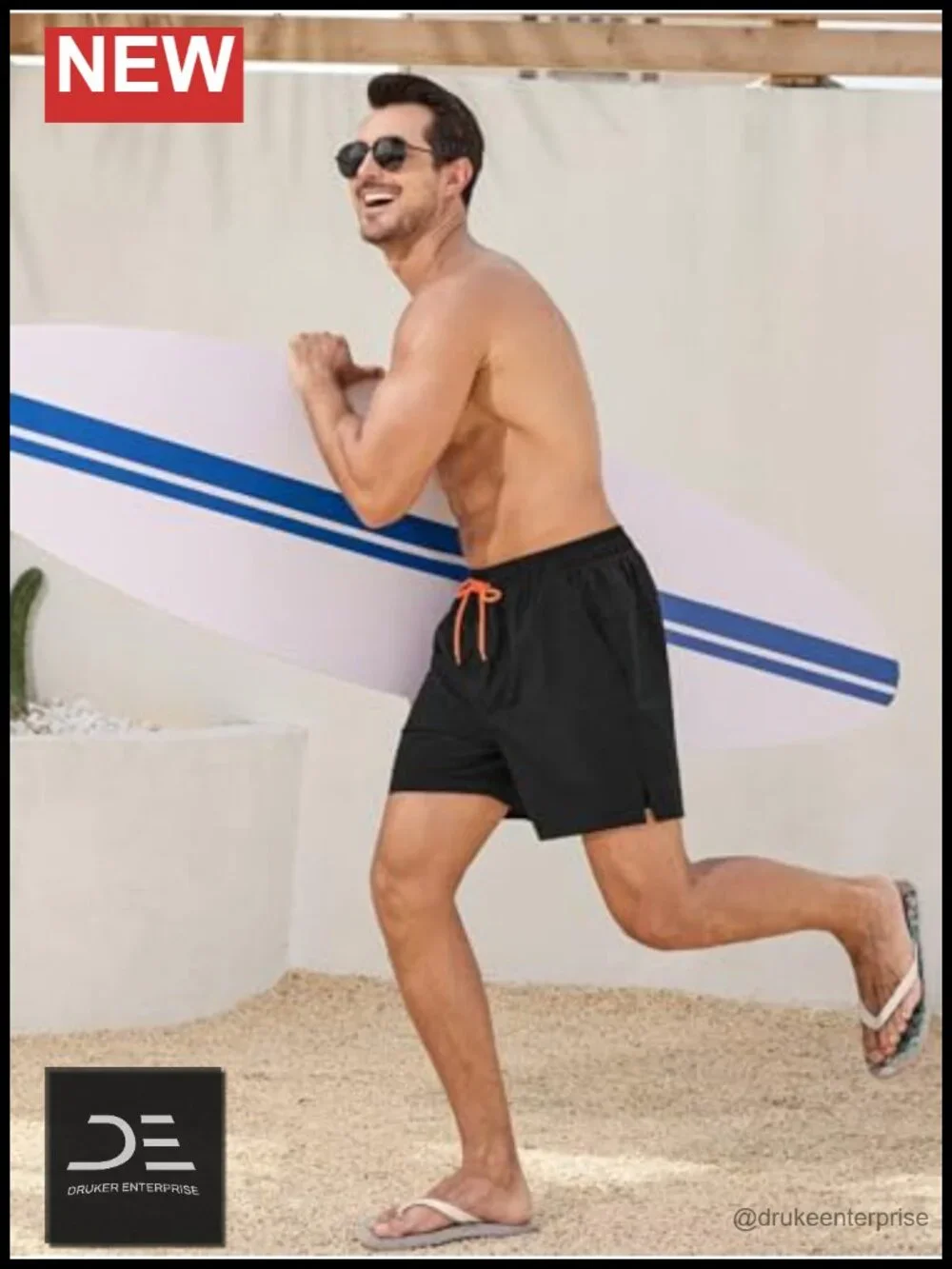 Men's Quick Dry Swim Trunks with Compression Liner and Zipper Pockets